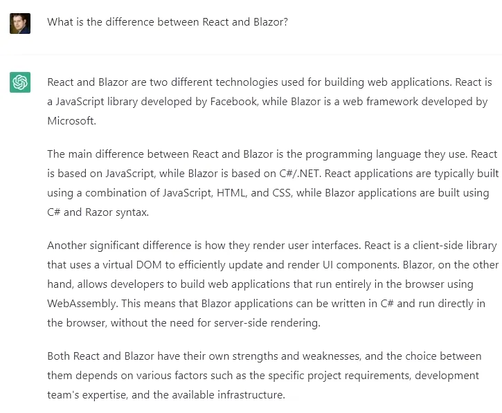 Blazor vs. React