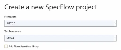 Create a new SpecFlow Project using the SpecFlow Project Template