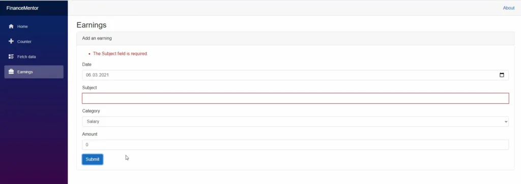 Form Component with Input Validation