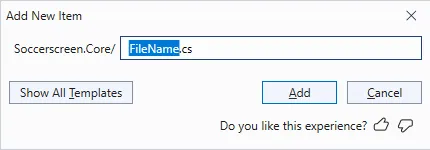New Quick Add New Item Dialog