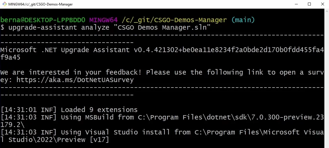 The .NET Upgrade Assistant: Running the Analyze Command
