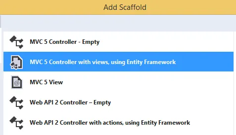 MVC5 Controller Scaffolding