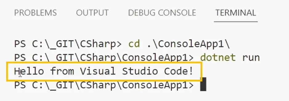 Running a console app in Visual Studio Code